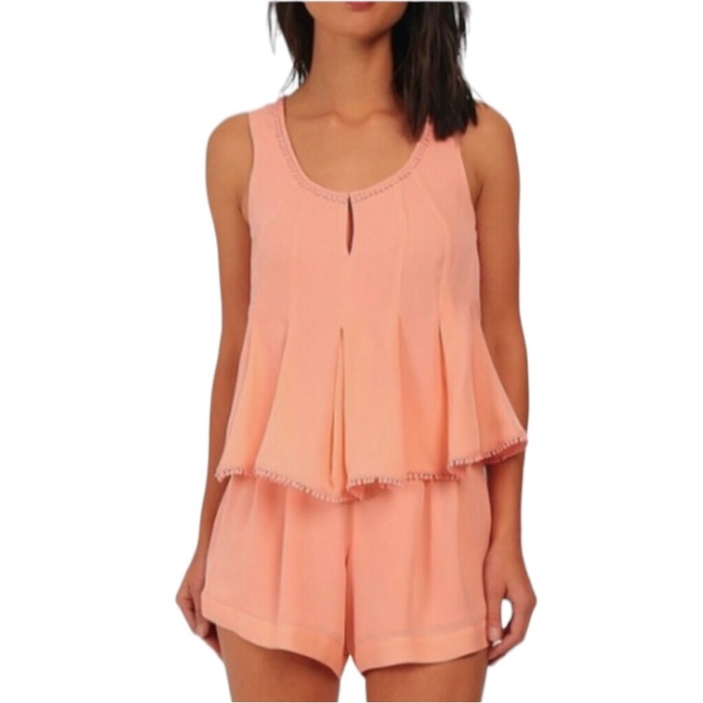 Rebecca Minkoff Silk Pleated Romper